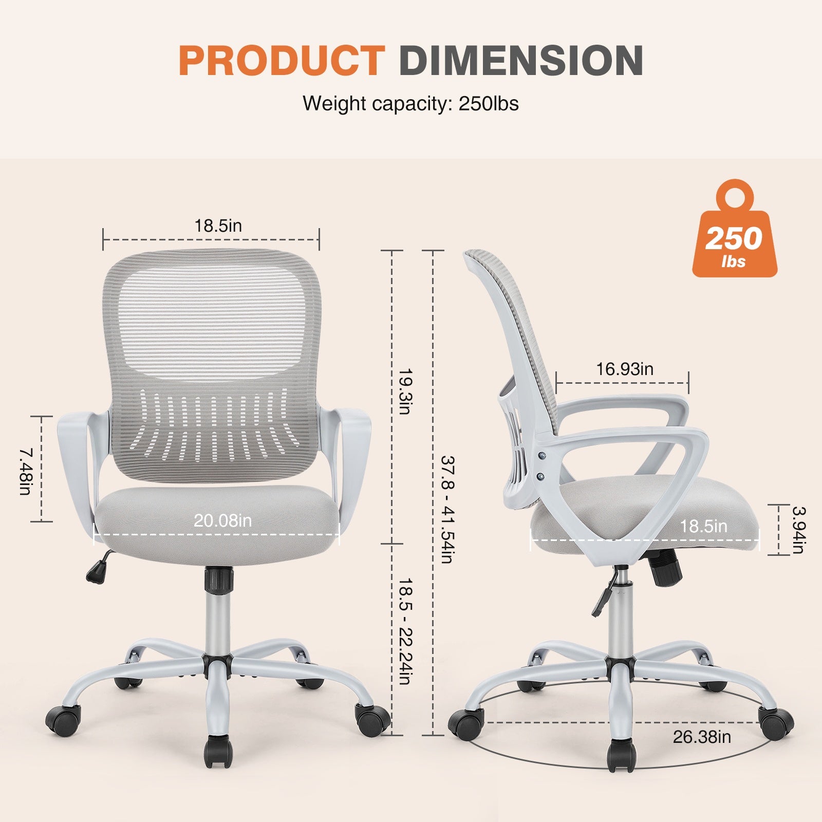 Tall Office Chair For Standing Desk With Adjustable Foot Ring