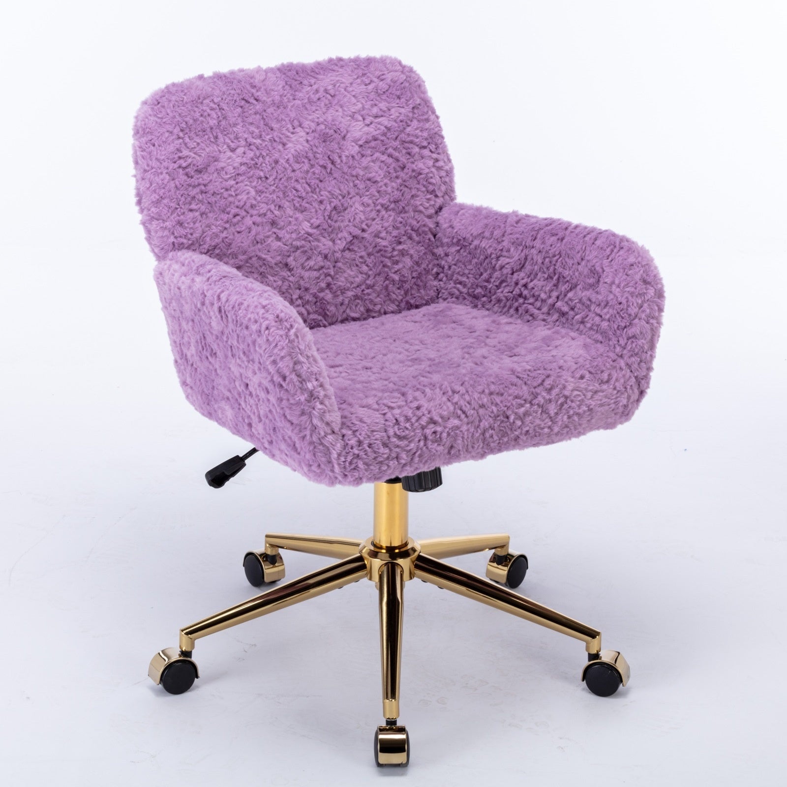 Rabbit Hair Home Office Chair With Golden Metal Base