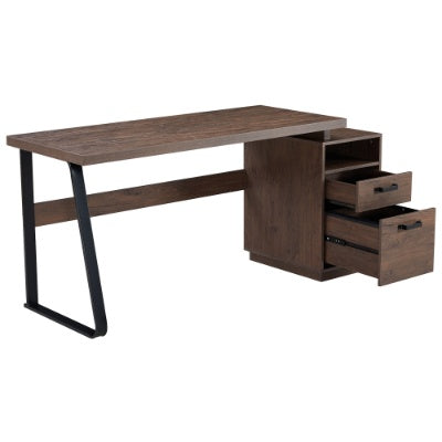 Home Office Computer Desk With Drawers Hanging Letter-size Files, 65 Inch Writing Study Table With Drawers
