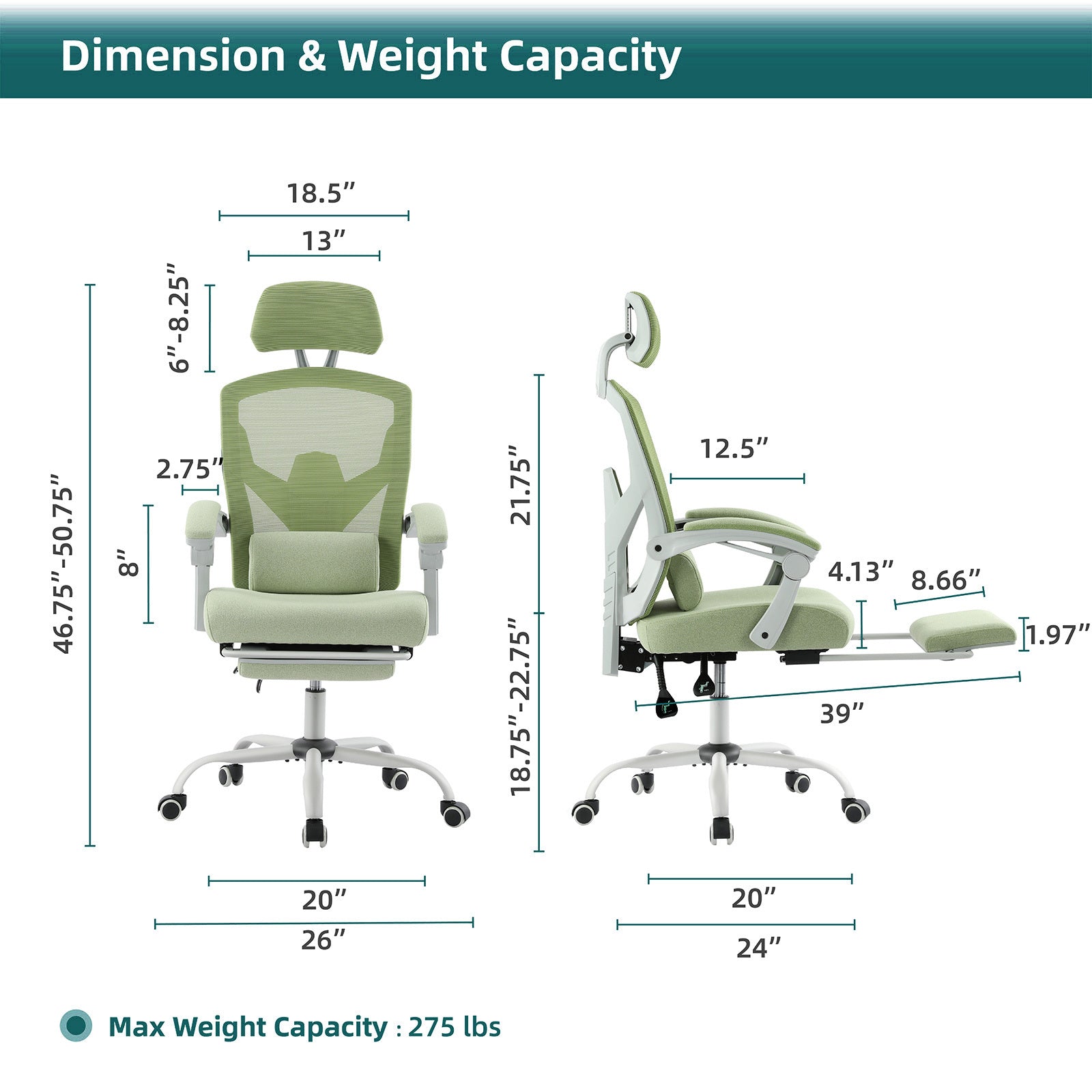 Retractable Footrest Ergonomic Swivel Office Chair