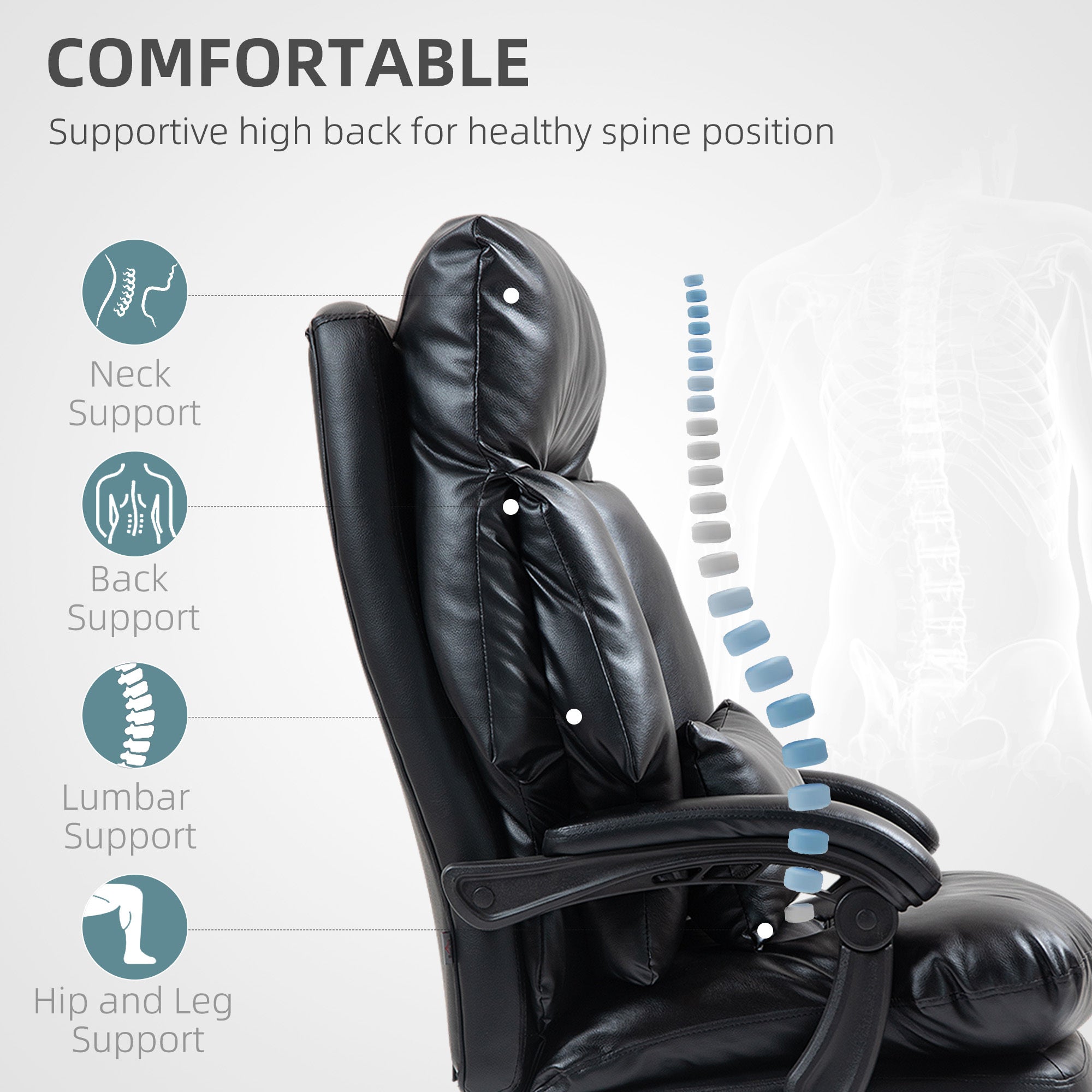 Overstuffed Office Chair, High Back Desk Chair With Foot Rest