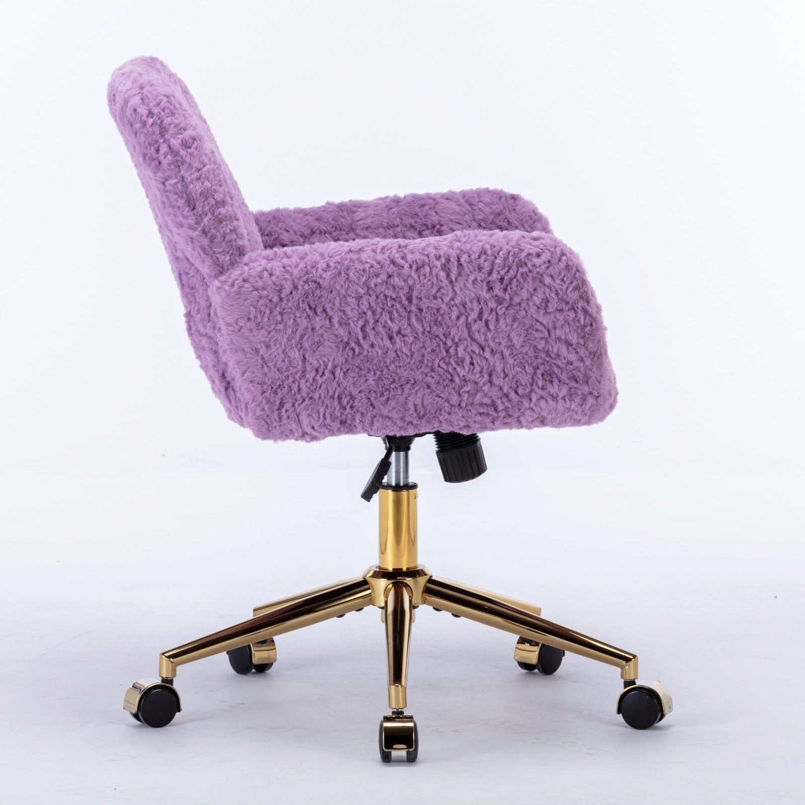 Rabbit Hair Home Office Chair With Golden Metal Base