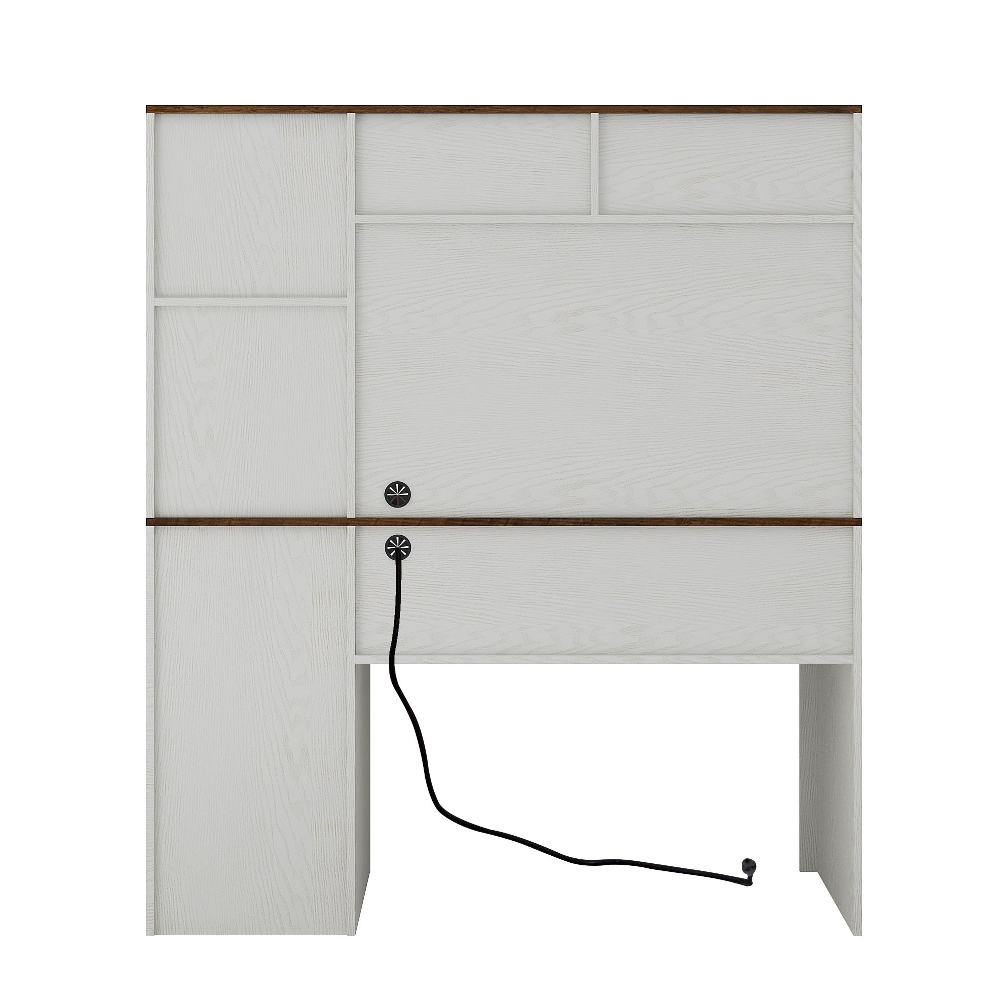 Computer Desk With Hutch & Bookshelf,Wood Executive Desk Teens Student Desk Writing Laptop Home Office Desk With Drawers,3 AC Outlets And 2 USB Charging Ports,Study Laptop Table For Home