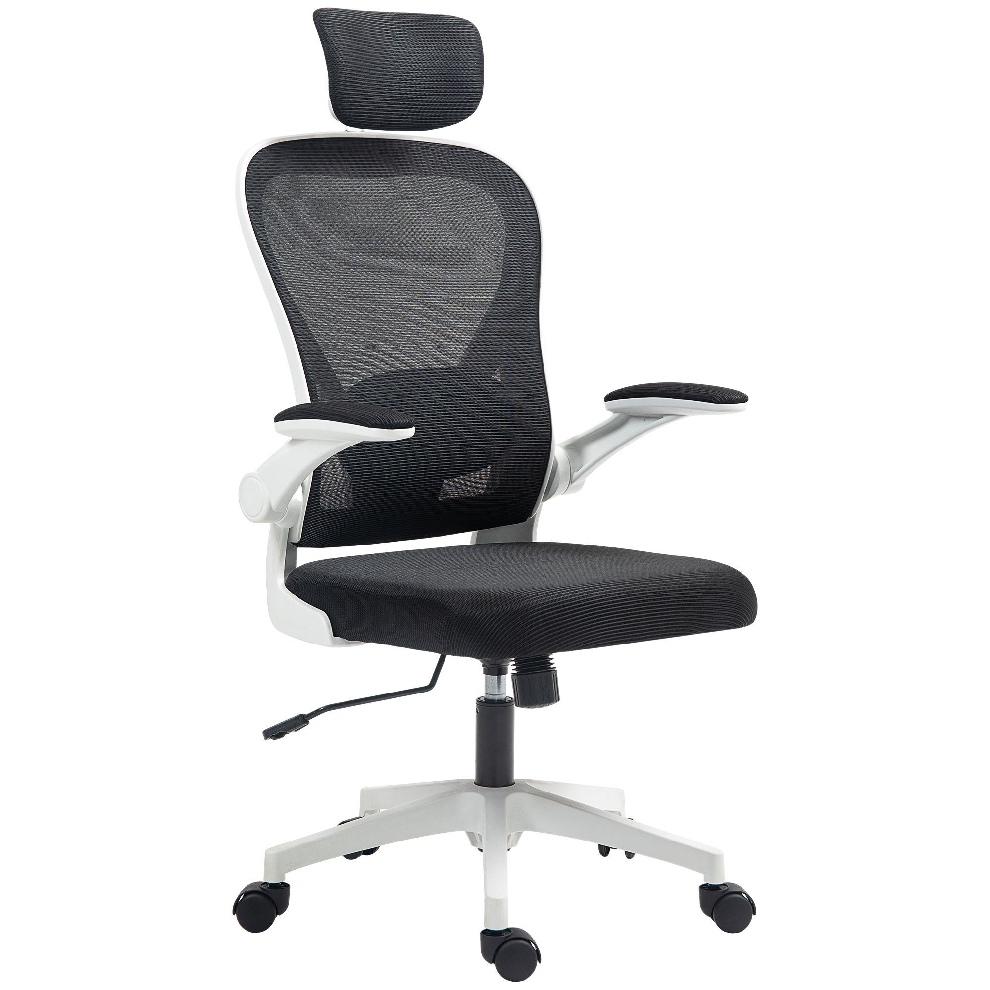 Mesh Office Chair, Ergonomic Desk Chair With Flip-up Armrest, Rotatable Headrest