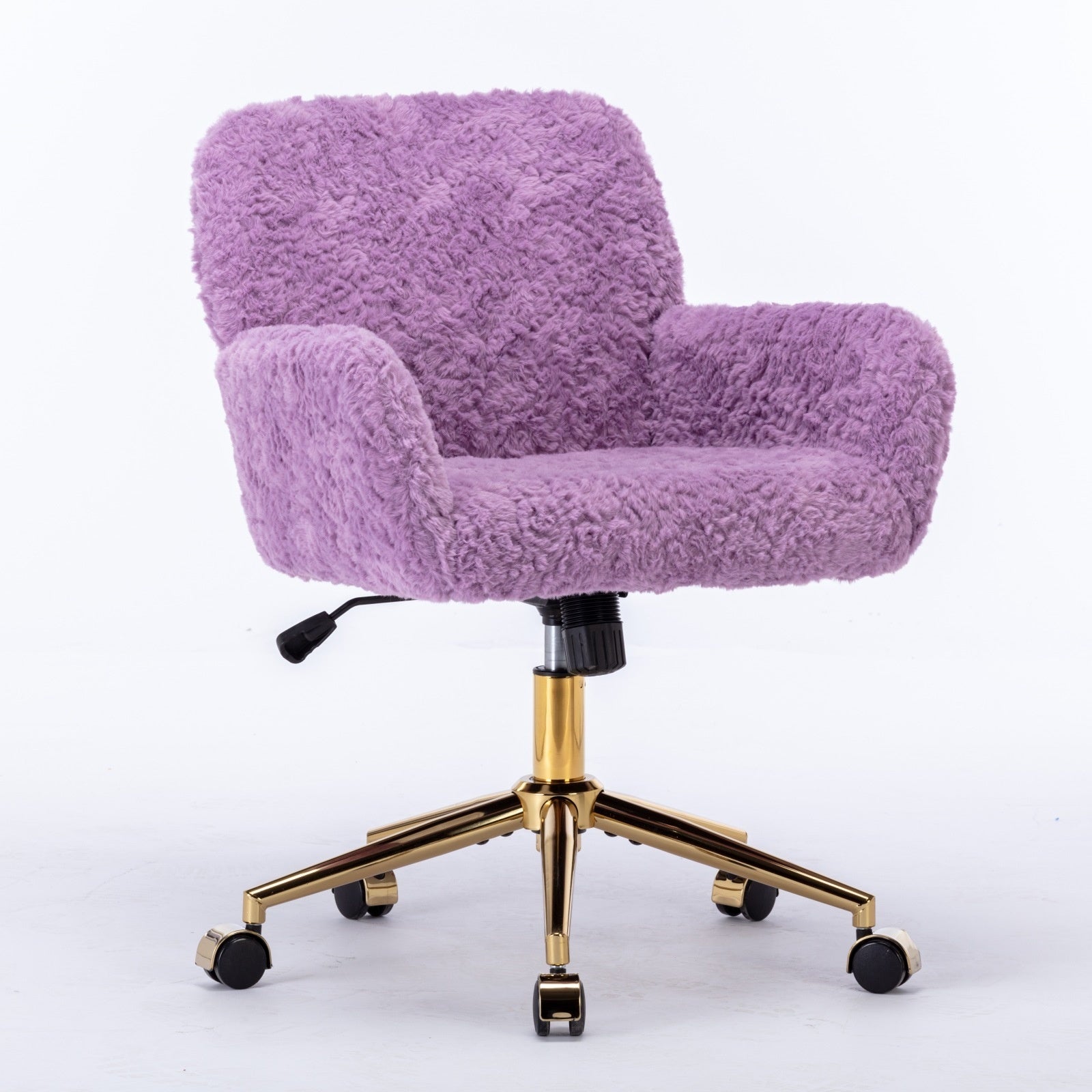 Rabbit Hair Home Office Chair With Golden Metal Base