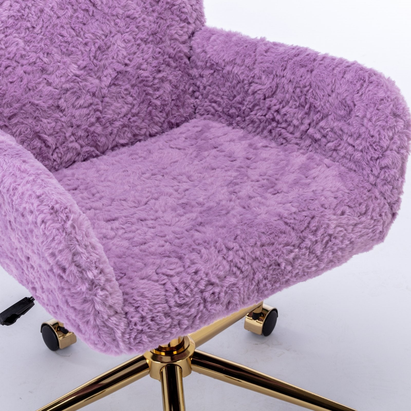 Rabbit Hair Home Office Chair With Golden Metal Base