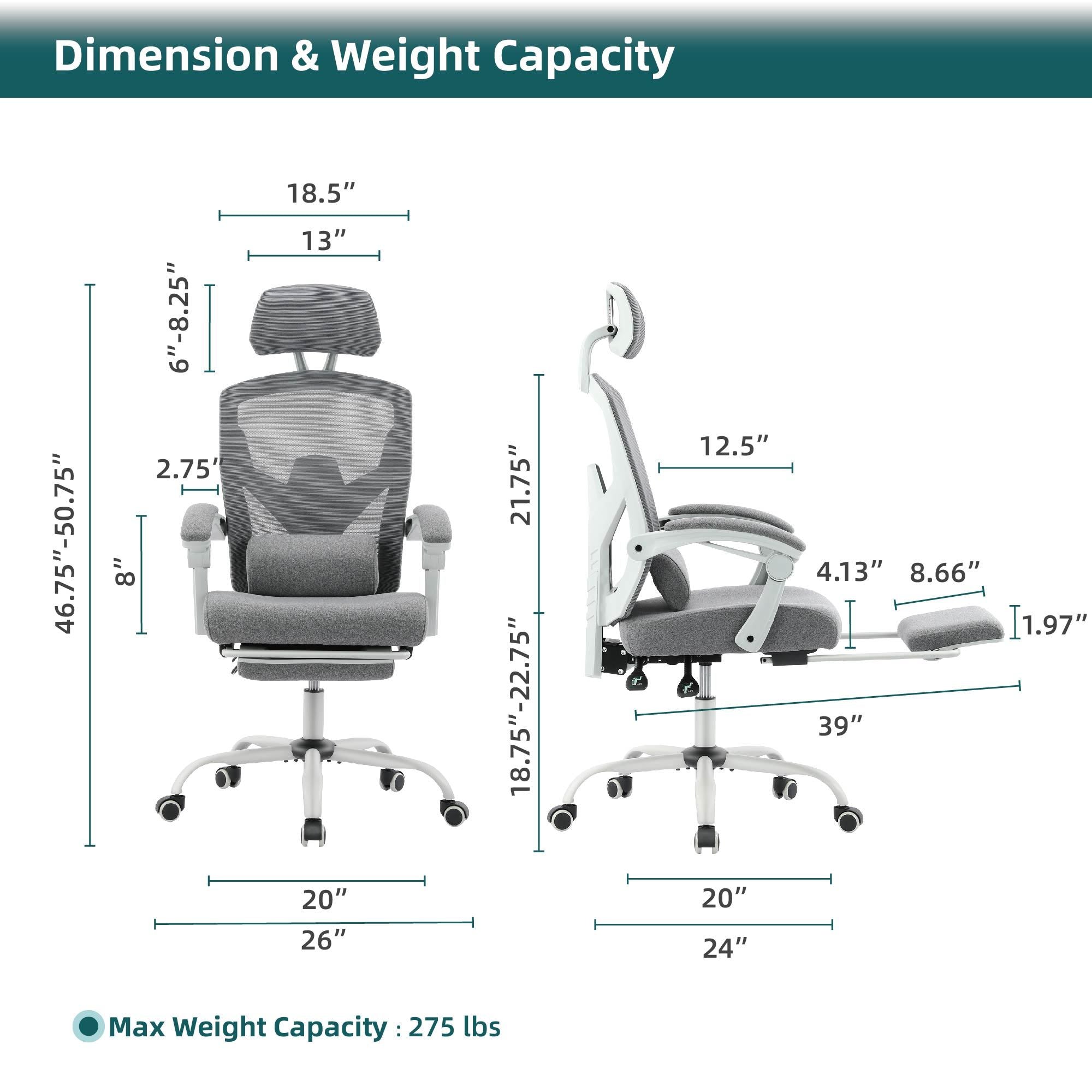 Retractable Footrest Ergonomic Swivel Office Chair