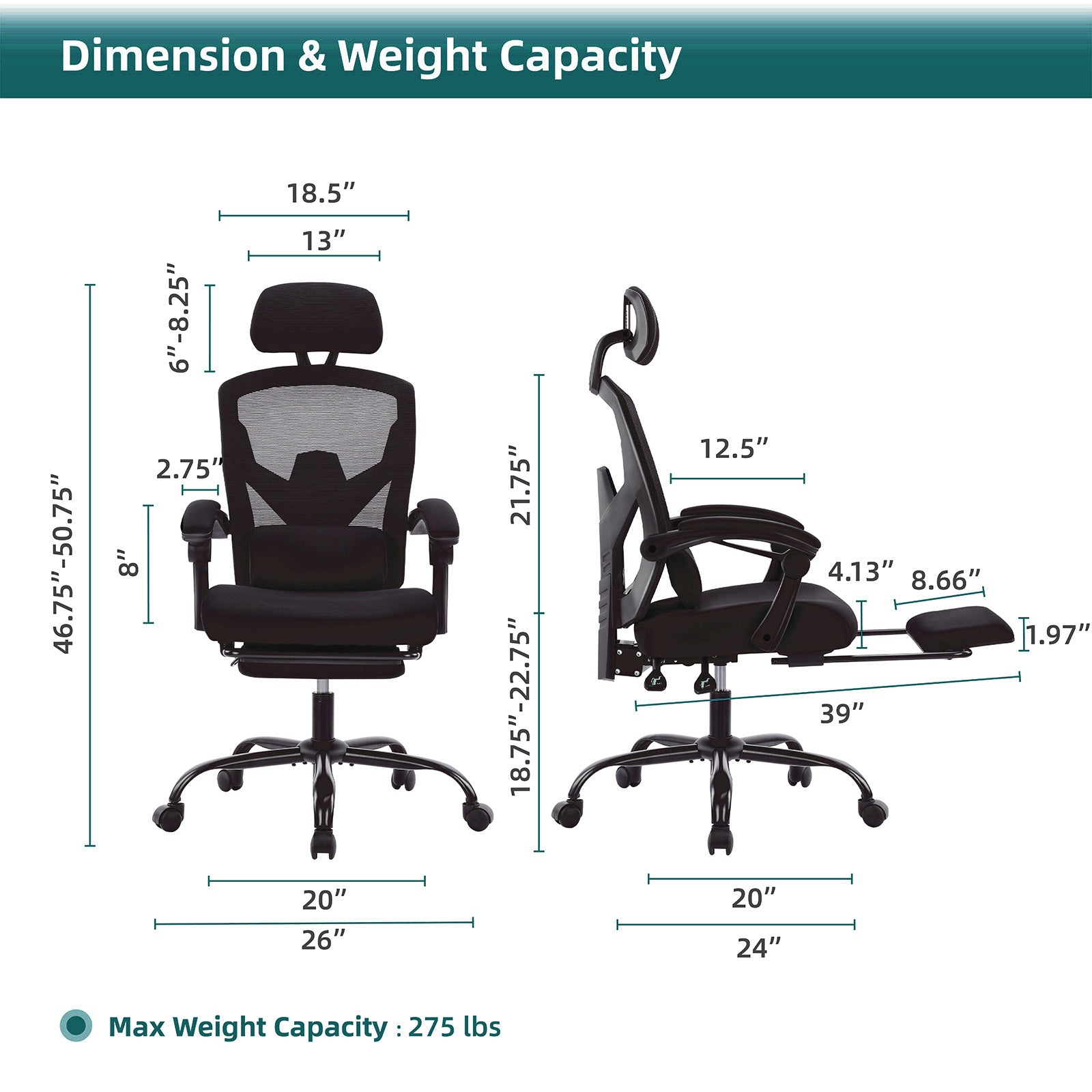 Retractable Footrest Ergonomic Swivel Office Chair