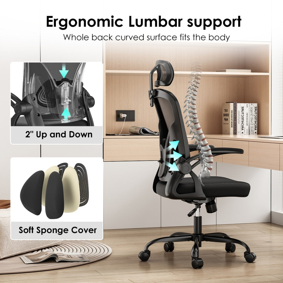 Computer Chair With Armrests And Adjustable Lumbar Support