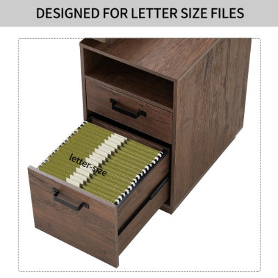 Home Office Computer Desk With Drawers Hanging Letter-size Files, 65 Inch Writing Study Table With Drawers