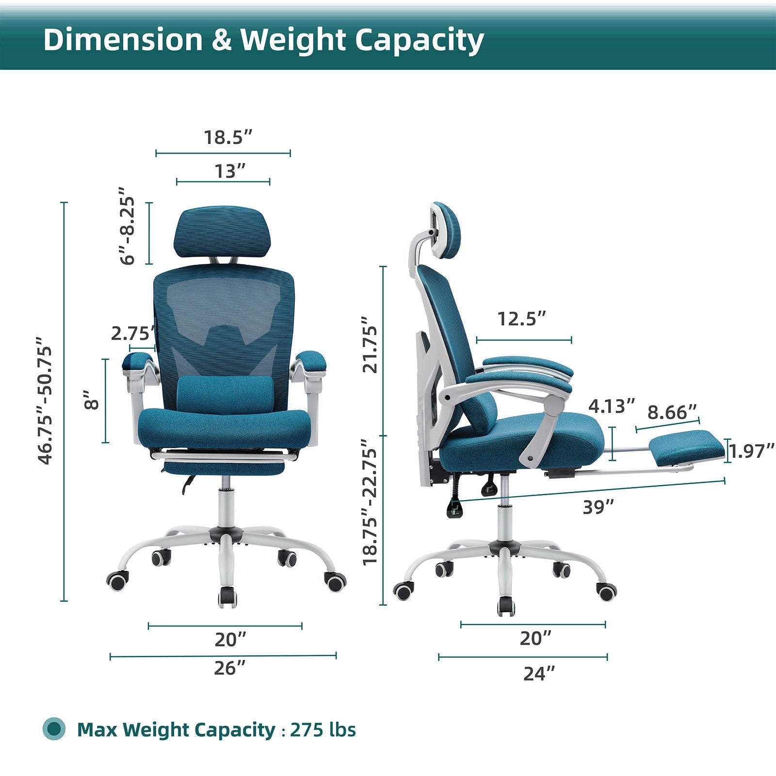 Retractable Footrest Ergonomic Swivel Office Chair