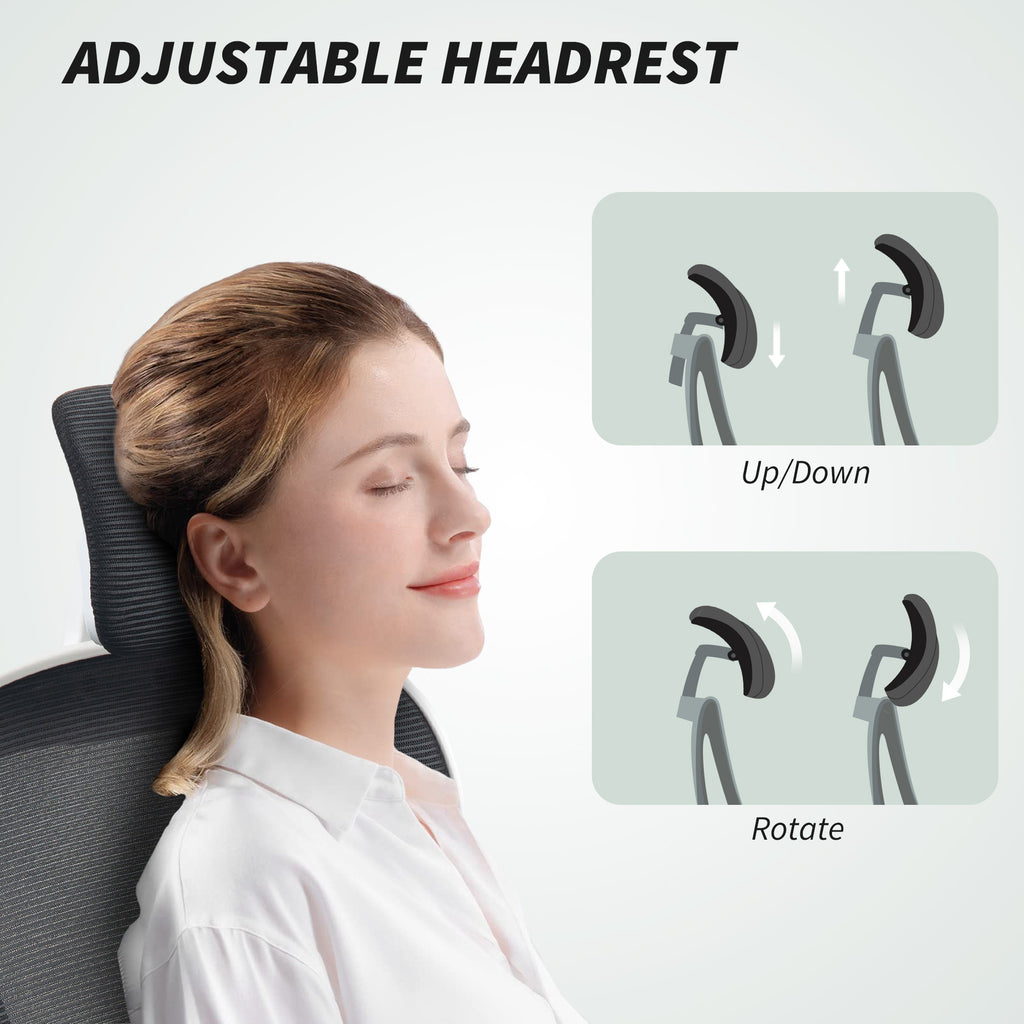 Mesh Office Chair, Ergonomic Desk Chair With Flip-up Armrest, Rotatable Headrest