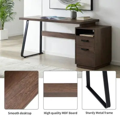 Home Office Computer Desk With Drawers Hanging Letter-size Files, 65 Inch Writing Study Table With Drawers The Chair Company