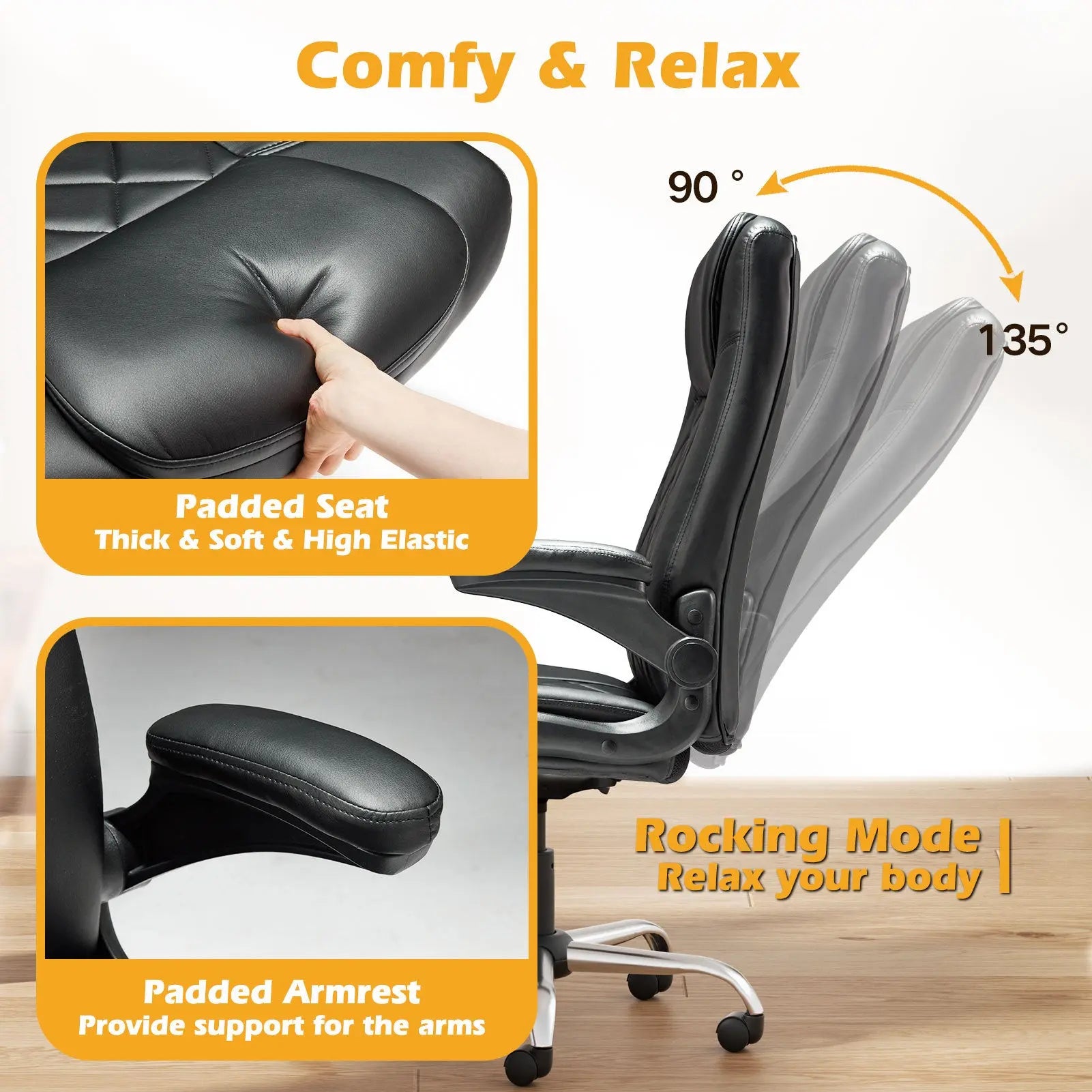 Leather Executive Office Chair With Arm & Rocking Function The Chair Company