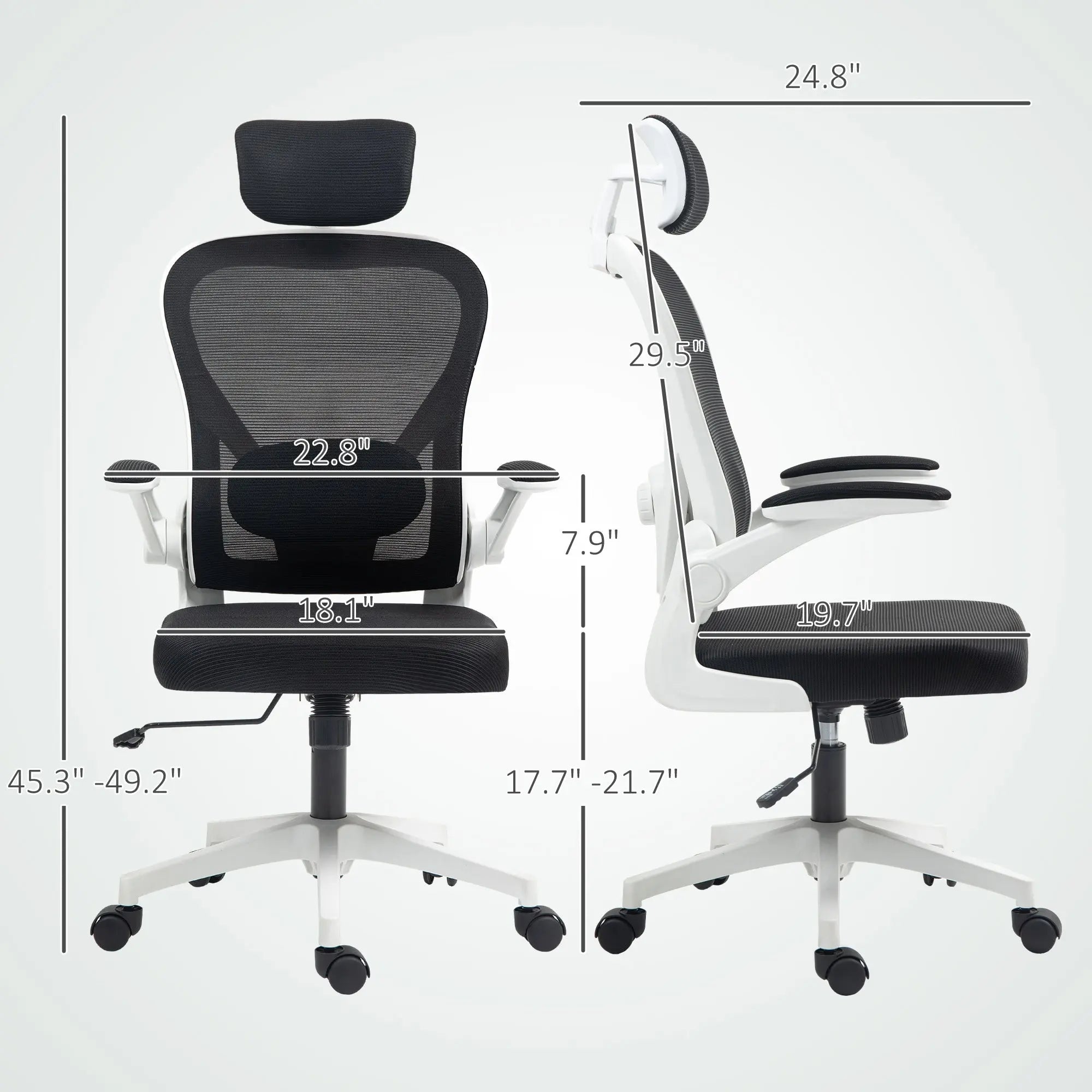 Mesh Office Chair, Ergonomic Desk Chair With Flip-up Armrest, Rotatable Headrest The Chair Company