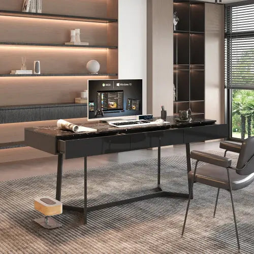 Modern Black computer desk The Chair Company