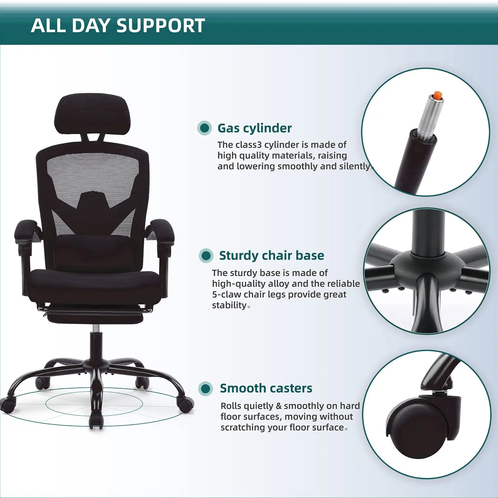 Retractable Footrest Ergonomic Swivel Office Chair The Chair Company