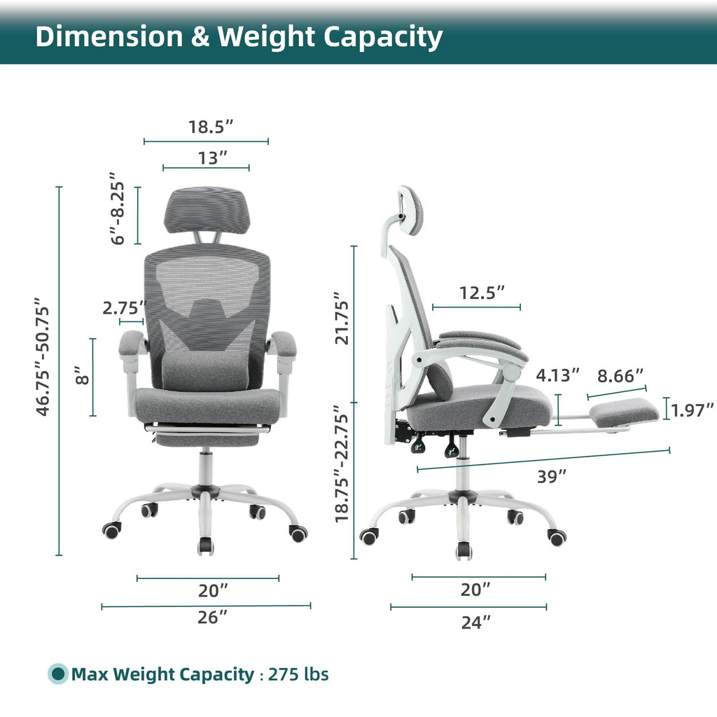 Retractable Footrest Ergonomic Swivel Office Chair