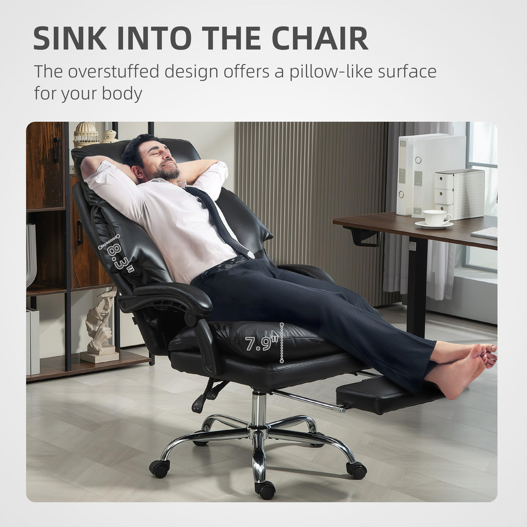 Overstuffed Office Chair, High Back Desk Chair With Foot Rest